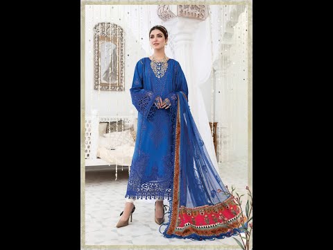 Maria B MBroidered Lawn Hit Code D#8 Royal Blue | Master Replica | @SamairaBoutique