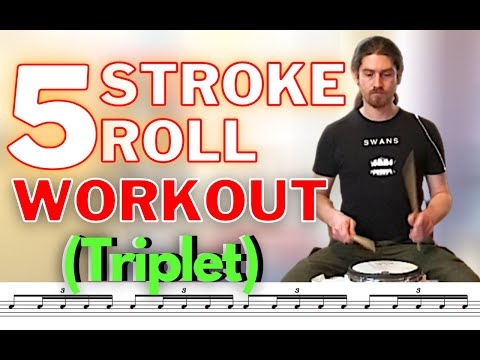 5 STROKE ROLL Drum Fill WORKOUT #2 Triplets (60-150bpm) Rudiment Practice Pad Routine Exercise