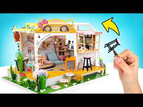 Building mini cafe with fluffy hosts