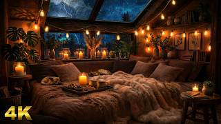 Heavy Thunderstorm & Rain Sounds: Sleeping under a Glass Roof l No Fireplace