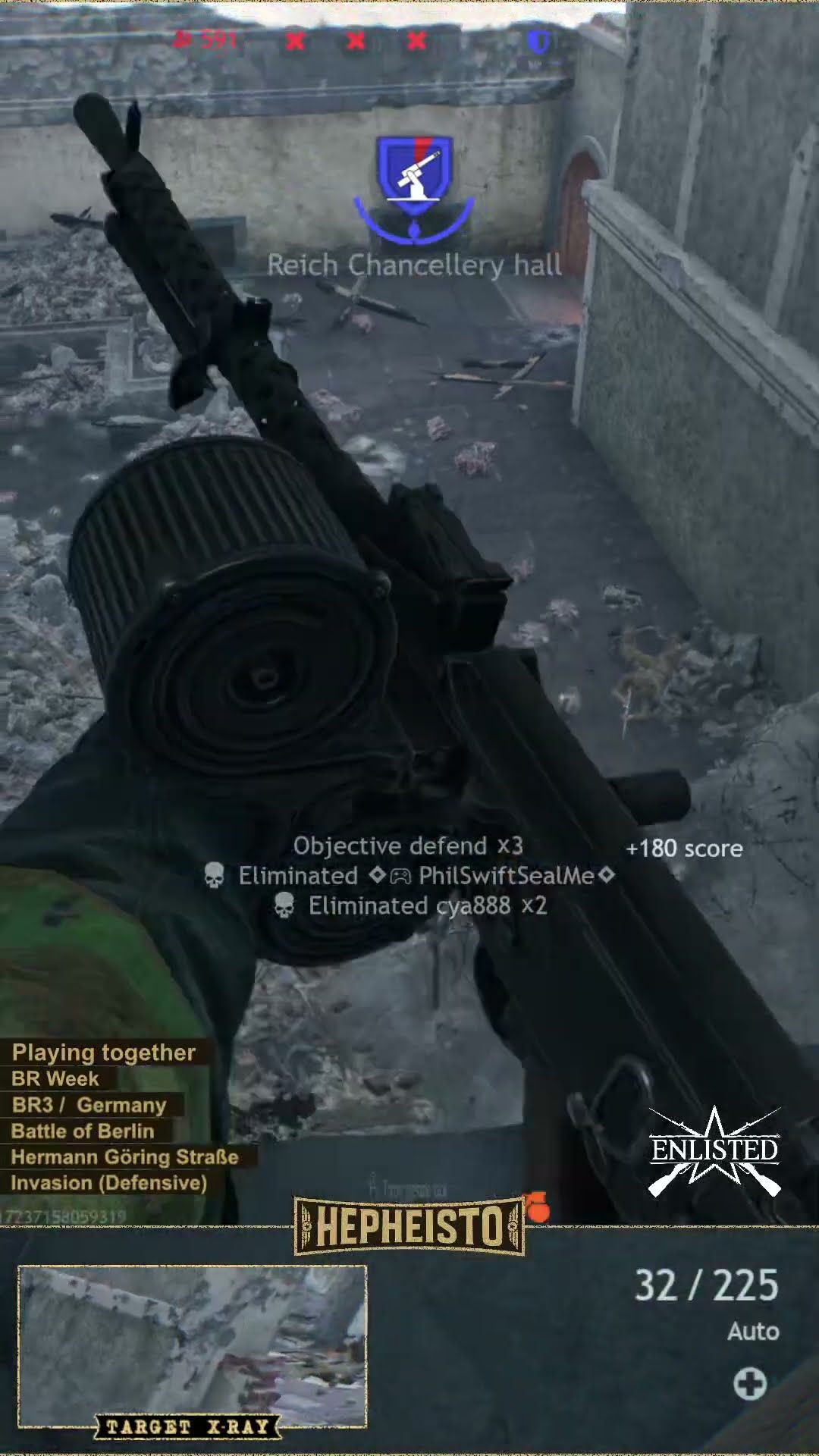 Throw back F1-Grenade and eliminating enemies