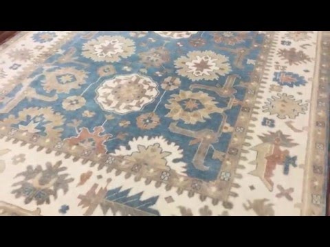 Large Blue and Beige Oushak Oriental Rug 7'8X9'7 - A 1059