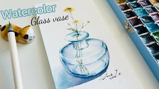 Freehand Watercolor Journey: Delicate Blue Glass Vase Tutorial