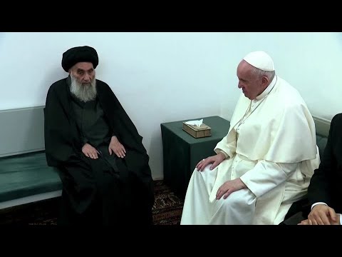 教皇方濟各會見伊拉克什葉派最高神職人員 (Pope Francis meets Iraq's top Shi'ite cleric)