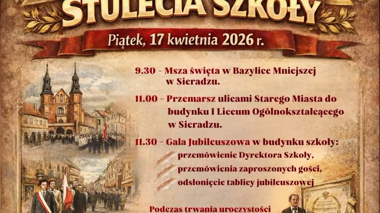 Program obchodów 100-lecia I LO w Sieradzu | zapowiedź transmisji na żywo