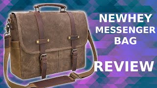 REVIEW - Newhey 15.6" Messenger Bag from Amazon.com Waterproof Vintage Genuine Leather Briefcase