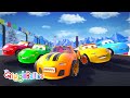 Car Race Song Red Green Orange Yellow Blue Car Nursery Rhymes GiggleBellies