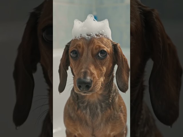 Vídeo relacionado con Newsely Cortina de ducha divertida de perros de 60 pulgadas de ancho x 72 pulgadas de alto, diseño de perro salchicha bañándose en la bañera, lindo animal cachorro, mascota, divertido juego de cortina