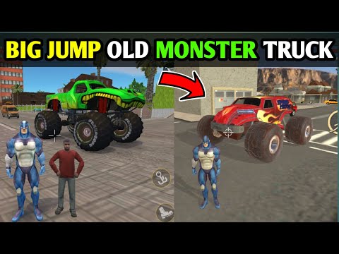 big jump old red monster truck in rope hero vice town game | rope hero game | rope hero