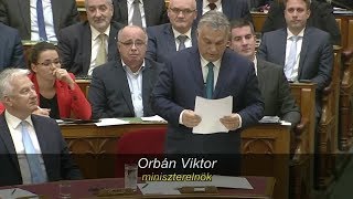 Orbán Viktor válaszai és viszontválaszai az azonnali kérdések órájában. Parlament, 2019. november 18