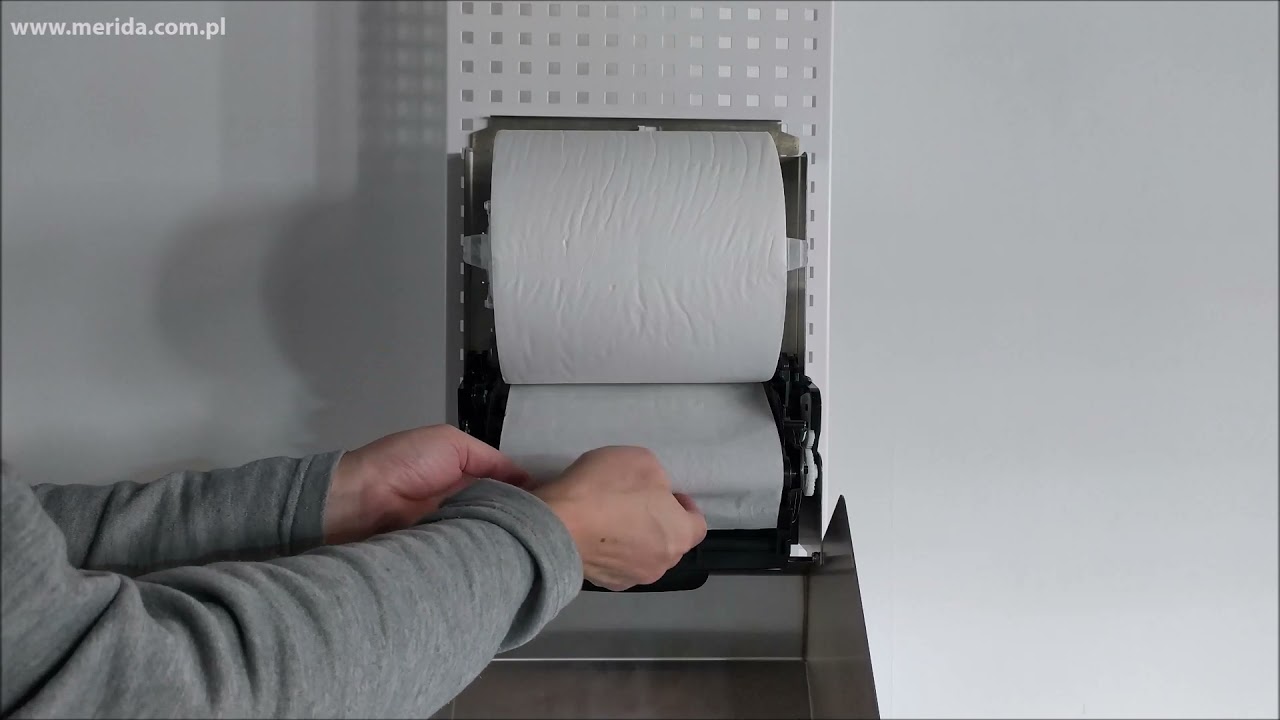 Mechaniczny podajnik ręczników papierowych w rolach MERIDA STELLA AUTOMATIC MAXI Anti-FingerPrint , stal matowa z powłoką AFP