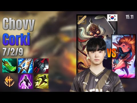 Chovy Mid Corki vs Zoe lol KR solo rank Full Game 15.11 | 쵸비 코르키 vs 조이