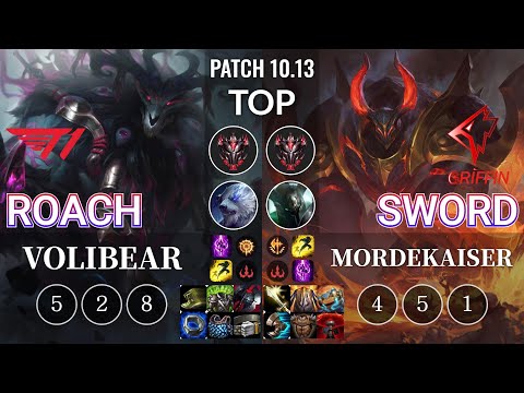 T1 Roach Volibear vs GRF Sword Mordekaiser Top - KR Patch 10.13