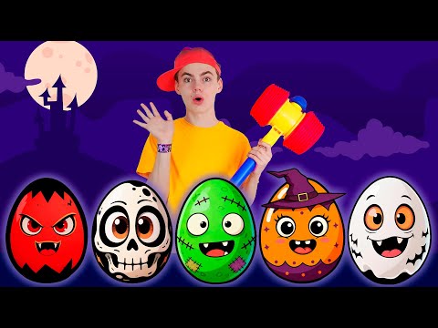 Trick or Treat Surprise Eggs 🎃 Halloween Music for Kids | Nick and Poli