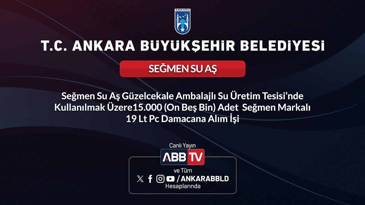SEĞMEN SU AŞ - 15.000 (On Beş Bin) Adet  Seğmen Markalı 19 Lt Pc Damacana Alım İşi