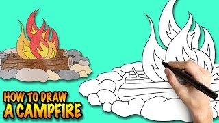 How to draw a Campfire - Easy step-by-step drawing lessons for kids