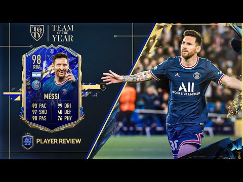 THE GOAT OF FIFA 22?! 98 Team of The YEAR LIONEL MESSI PLAYER REVIEW - FIFA 22 ULTIMATE TEAM
