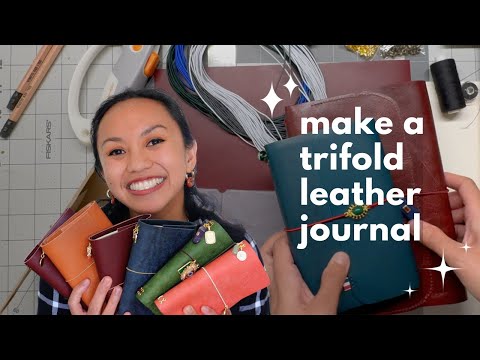 How to make a Trifold Leather Journal with a pocket & pen loop 📔