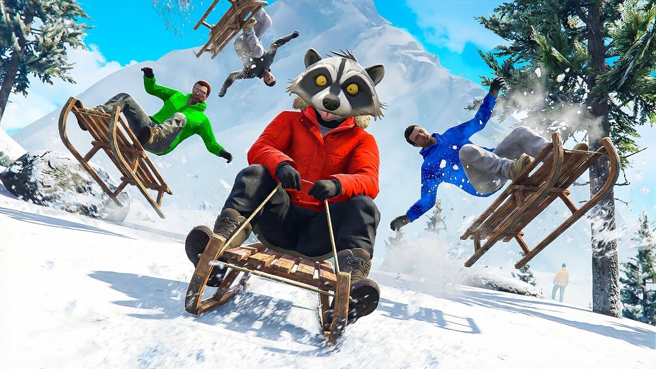 С ВЕРШИНЫ ЧИЛЛИАДА НА САНКАХ НА ДЕНЬГИ!!! УГАР В GTA 5 RP!!!