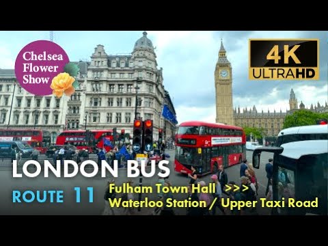 London Bus Ride, Route 11, Double Decker, 4K Virtual Tour.