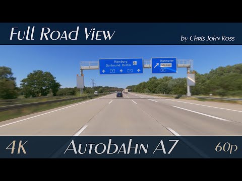 Autobahn (A7), Germany: Hildesheim-Drispenstedt - Laatzen - Raststätte Wülferode Ost -  4K (60p) UHD
