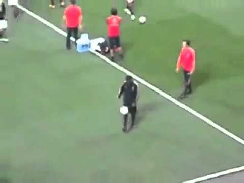 Ronaldinho embarrasses his team mate in training!
