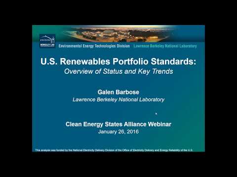 U.S. Renewable Portfolio Standards: Overview of Status and Key Trends (1.26.2016)