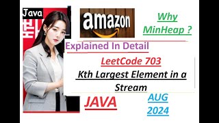 YouTube video 'Kth Largest Element in a Stream | Leetcode 703 | Amazon | Heap | Optimal Java Code | Developer Coder'