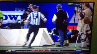 Photographer hit by flying butt