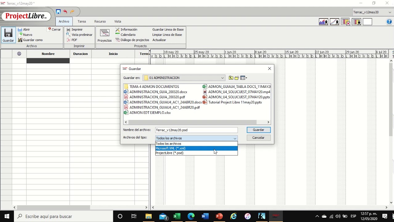 1. Creación de Proyecto y calendario de trabajo. Tutorial Project Libre 1/5