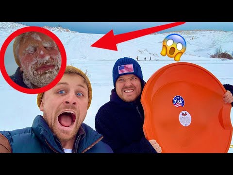 Zwei Briten bezwingen die gefrorenen Sanddünen Michigans 😱❄️