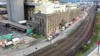 Drone video of the Centennial Road overpass construction