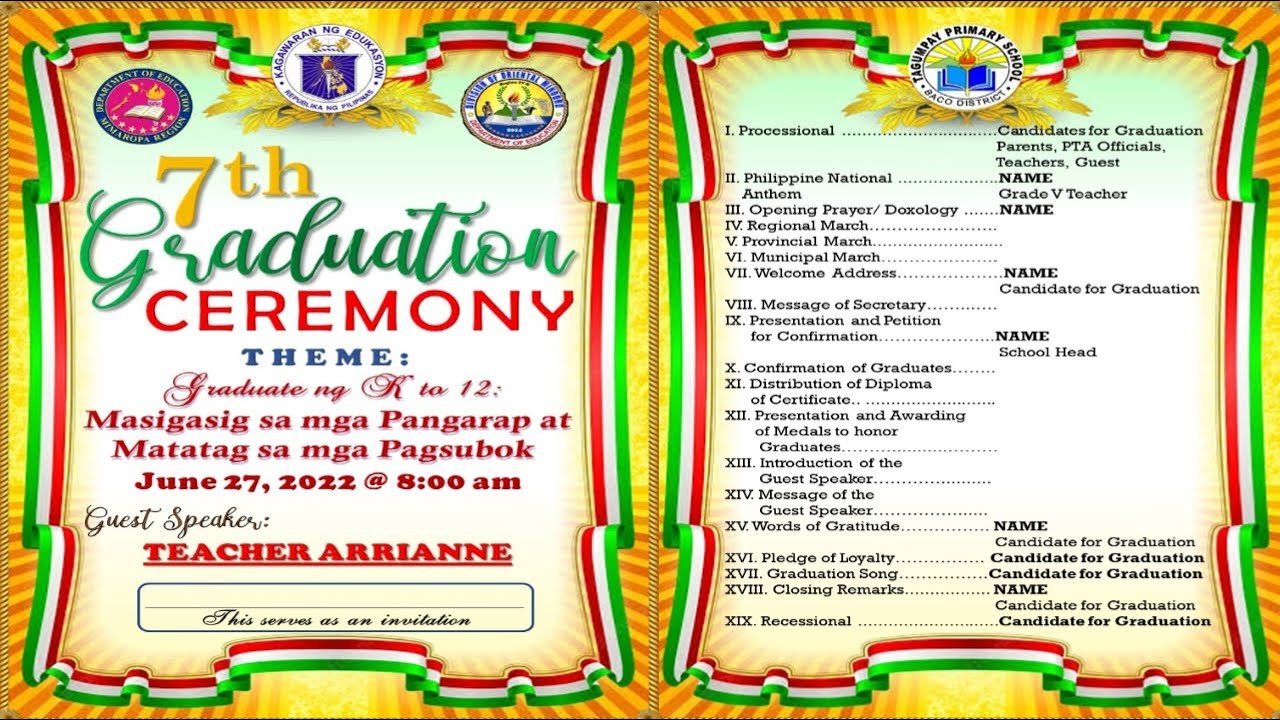 GRADUATION CEREMONY SAMPLE PROGRAM WITH SOFT COPY
