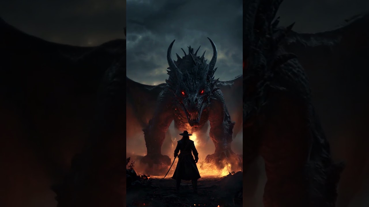 AI-Generated Epic Battle: Warrior vs. Fire-Breathing Dragon