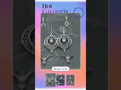 Handcrafted Silver Dangle Earrings | Blue Gemstone Drop | Elegant Swirl Design