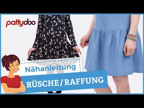 Nähen lernen: Anleitung Rüsche - Stoff kräuseln und annähen