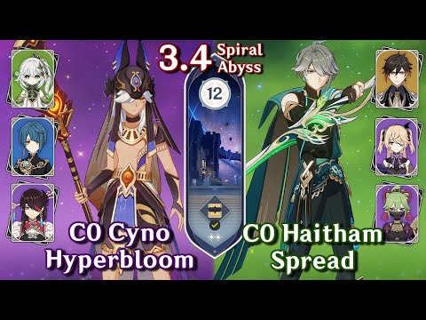 C0 Cyno Hyperbloom & C0 Alhaitham Spread | Spiral Abyss 3.4 - Floor 12 - Full Stars| Genshin Impact