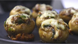 Stuffed Mushrooms | How to make Cheese Stuffed Mushrooms | Easy Mushroom Snacks Recipe - MyFlavours