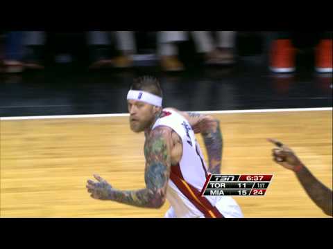 The Birdman Flies Over Valanciunas for the Putback Slam