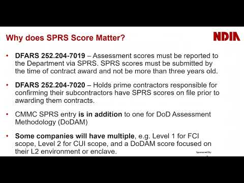 CMMC: Deep Dive on SPRS Reporting for Level 1 and Level 2 – Wednesday, April 30, 2025