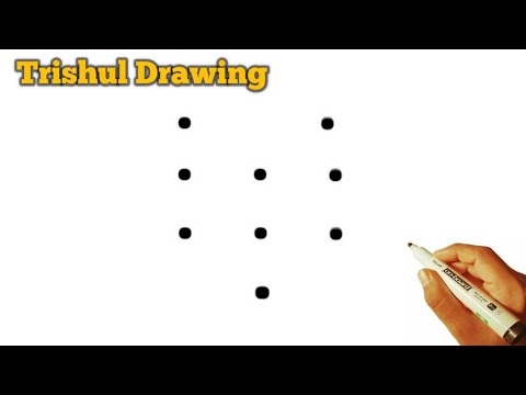Trishul drawing easy I How to draw Trishul from Dots