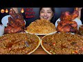 SPICY OILY MUTTON KEEMA WITH CHICKEN BIRYANI AND SPICY TANDOORI CHICKEN TANGDI RAITA ASMR MUKBANG