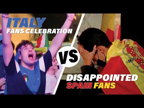 ITALY FANS CELEBRATION VS DISAPPOINTED SPAIN FANS