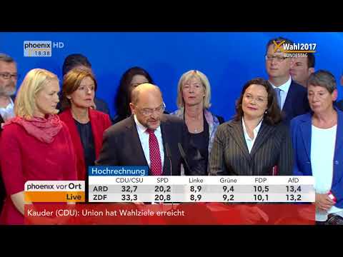 Bundestagswahl 2017: Statement von Martin Schulz nach der Wahlniederlage  am 24.09.2017