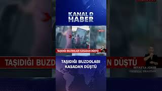 Kamyonetin Kasasında Taşıdığı Buzdolabı Böyle Düştü!