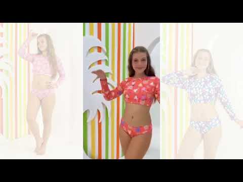 Biquini cropped manga longa infanto juvenil todo forrado, Lindo e Confortável   😍👙🏝️