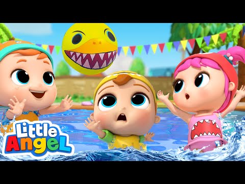Baby Shark Doo Doo | Swimming Pool Games | Little Angel Kids Songs