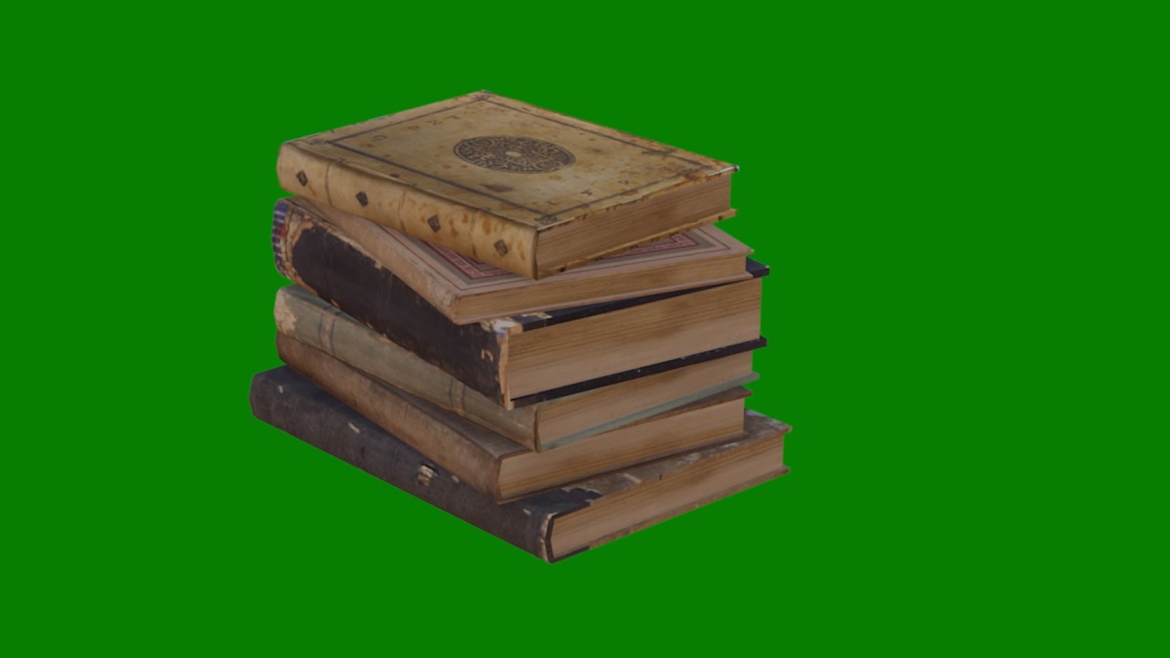 Stack of Old Books Isolated on Beige | Green Screen Animation Clip | Free to Use | Full HD & 4K ||