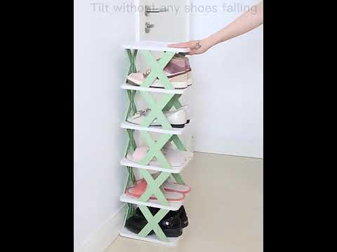 Plastic 5 Layer Foldable Shoe Rack, Free Standing, 4 Shelves