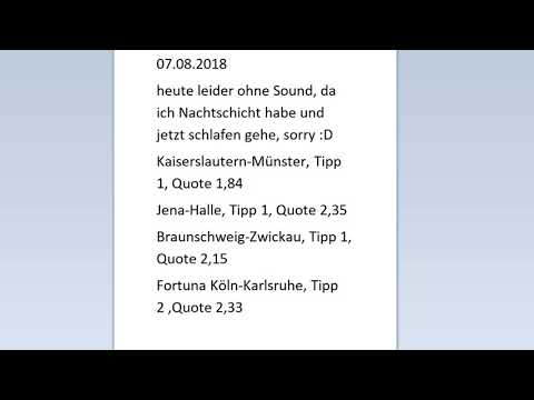 Sportwetten Tipps! 07.08.2018 Prognose